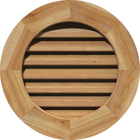 Ekena Millwork Round Gable Vent Functional, Western Red Cedar Gable Vent w/ 1" x 4" Flat Trim Frame, 24"W x 24"H GVWRO24X2401RFUWR
